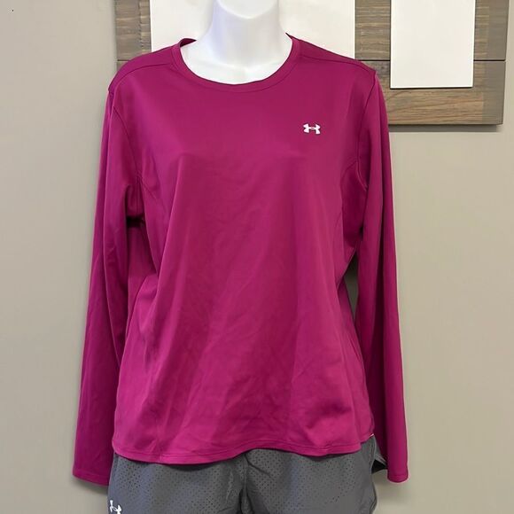 Under Armour Women’s Pinky Purple  Long Sleeve Crew Pullover Shirt w/ Panels-XL - Picture 1 of 11